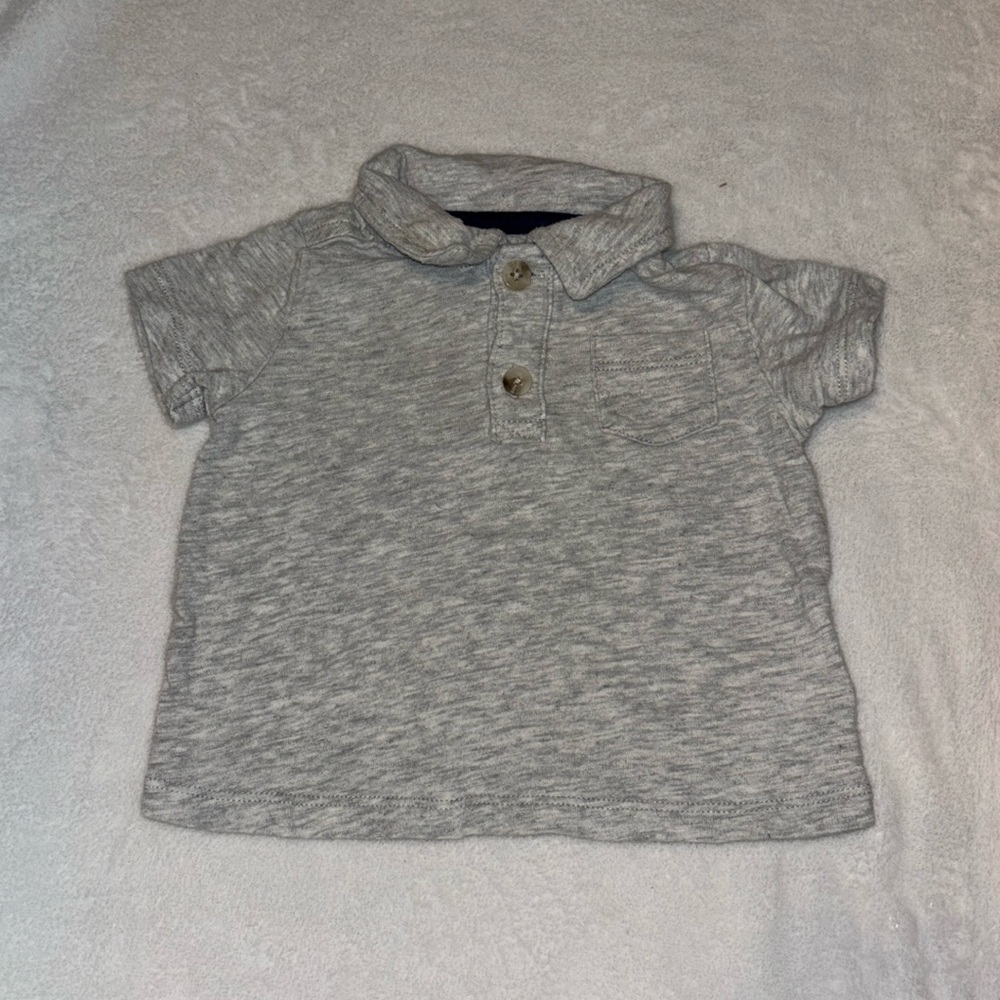 Old navy gray 0-3 month short sleeve collared t shirt